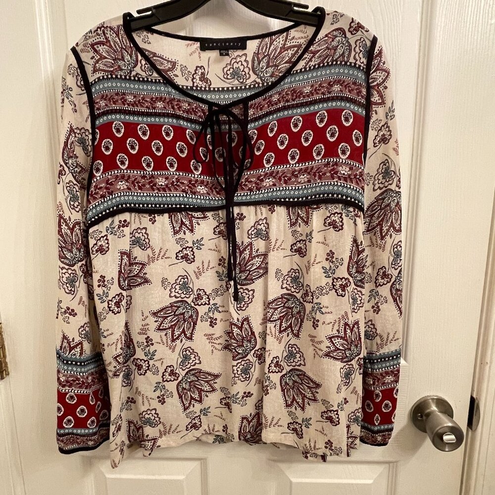 Sanctuary Bohemian Sheer Paisley Festival Boho Blouse Peasant size S